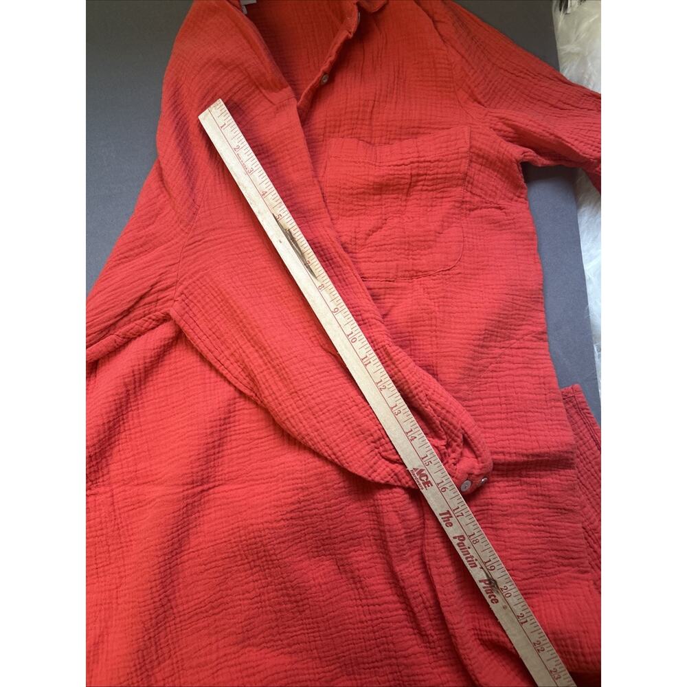 J. Jill Women's Solid Orange Cotton Dress Size M Oversized Pockets 3/4 Sleeve - Picture 8 of 8